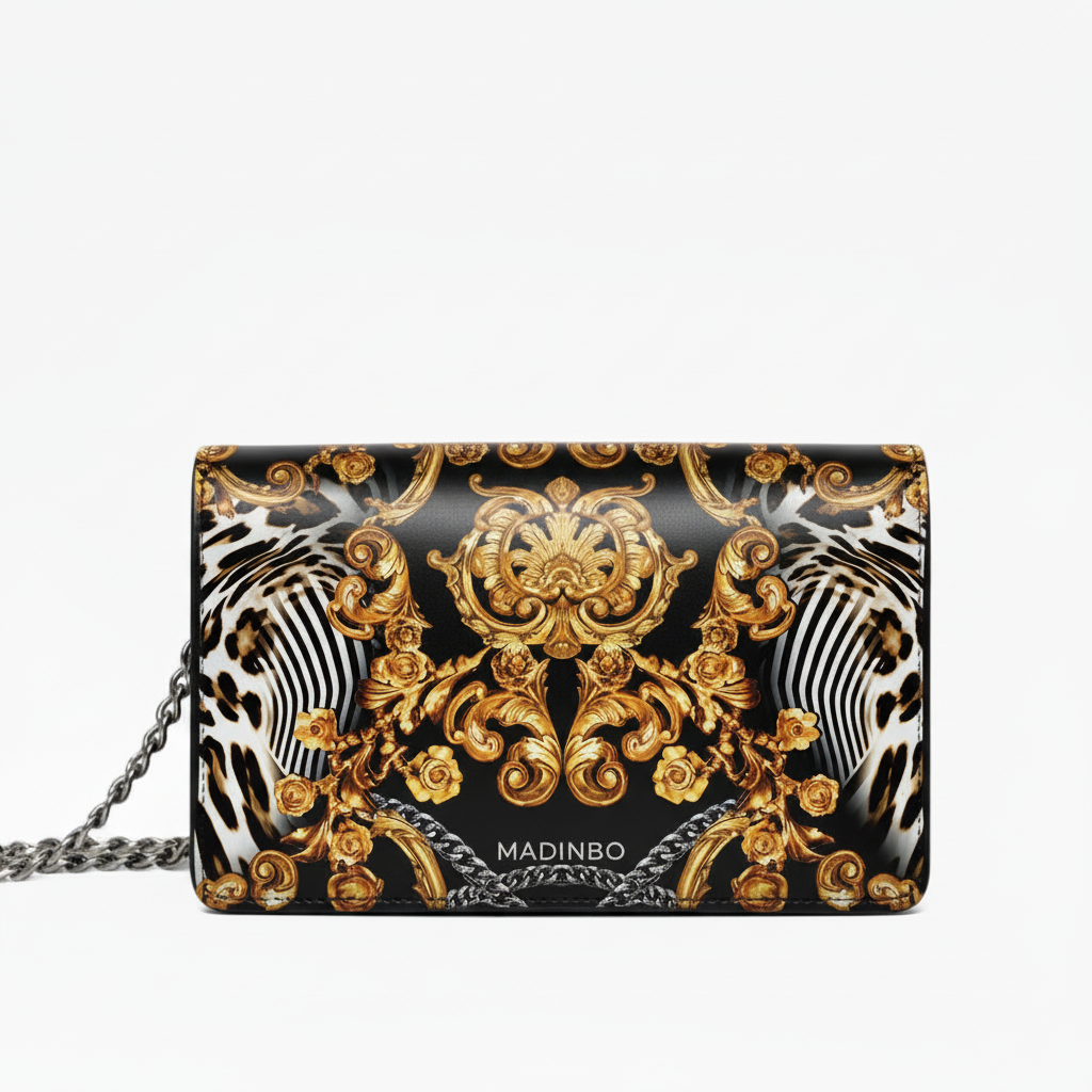 PRINCESS BAG by MADINBO - Genuine Leather - LEATHER - Made in ITALY - BAROQUE LEOPARD PRINT