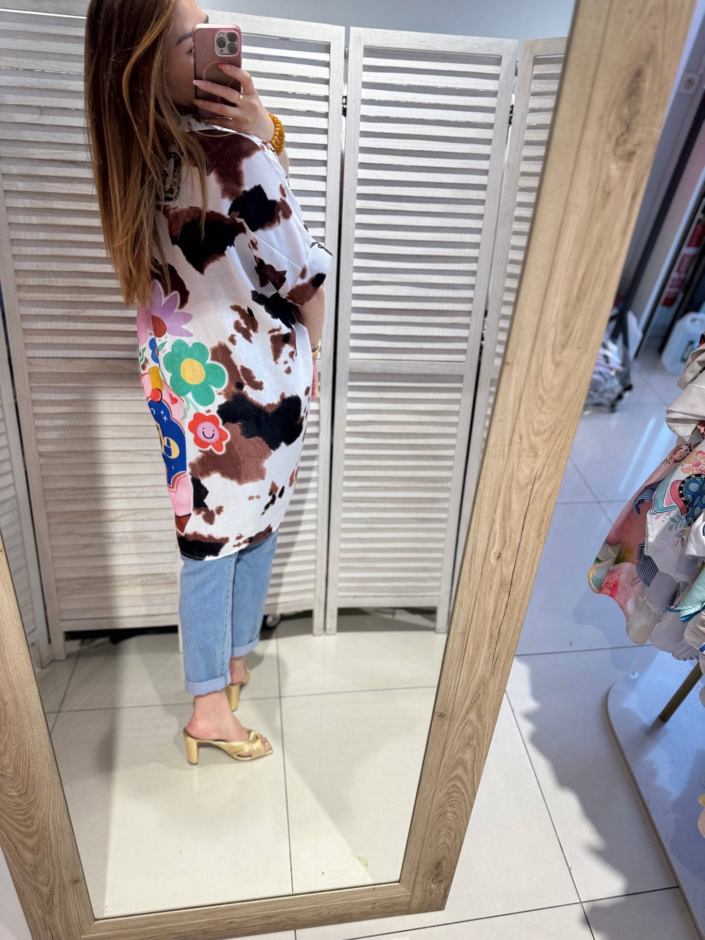 Oversized Εμπριμέ Πουκάμισο