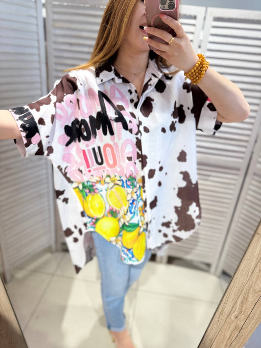 Oversized Εμπριμέ Πουκάμισο
